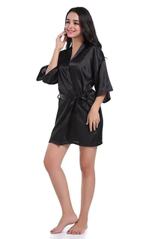 Peignoir_de_bain_16_ans-Popeline_polyester_mince-manche_courte-poche_laterale-col_V-mi-cuisse-absorbant-été-moelleux-confortable-doux-printemps-noir