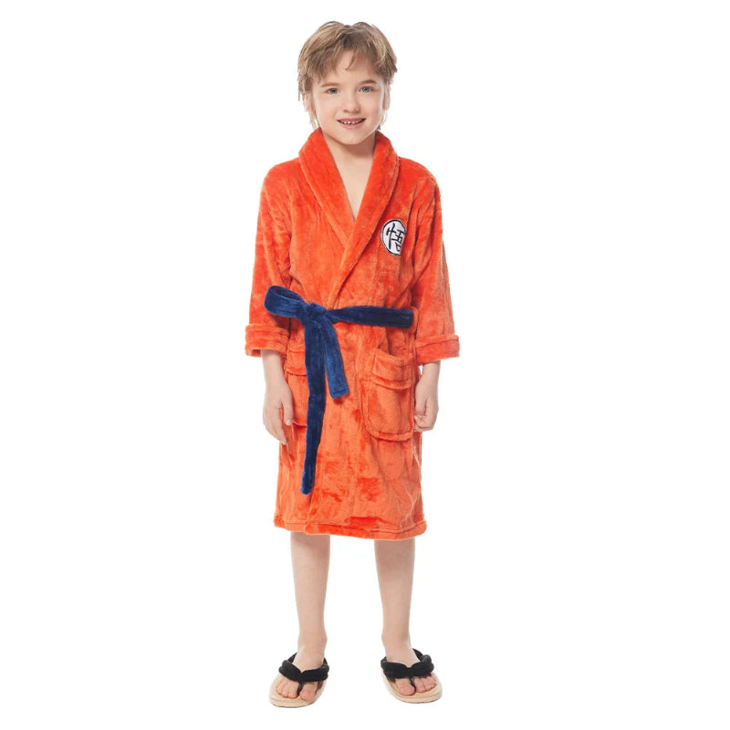 Peignoir_de_bain_16_ans_garcon-Polyester premium sans capuche-manche longue-épais-mi-cuisse-absorbant-moelleux-confortable-doux-hiver-col-châle-printemps-automne-orange-bleu