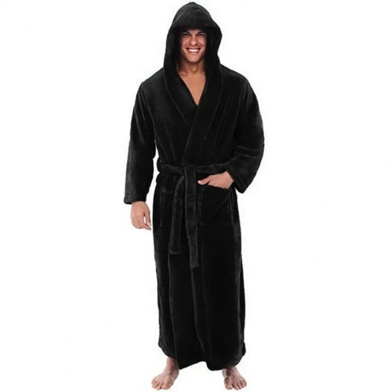 Peignoir_de_bain_avec_capuche_homme-flanelle-polyester-capuche-manche_longue-mi-mollet-absorbant-moelleux-doux-hiver-confortable-printemps-automne-noir