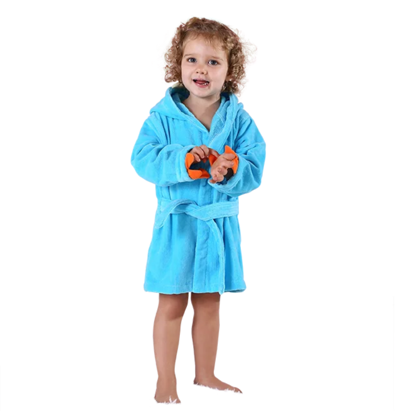 Peignoir_de_bain_bébé-capuche_forme_animale-manche_longue-mi-cuisse-épais-doux-moelleux-confortable-absorbant-hiver-printemps-automne-bleu