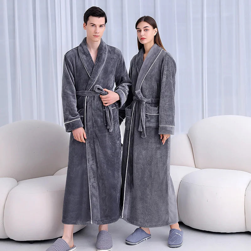 Peignoir_de_bain_coton_bio_femme-flanelle-coton-polyester-absorbant-doux-confortable-épais-motif-uni-moelleux-printemps-automne-hiver-gris-clair