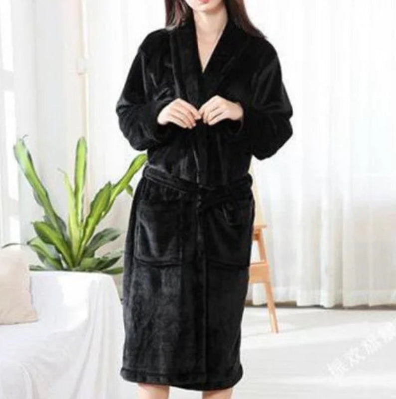 Peignoir_de_bain_en_éponge_femme_personnalise-flanelle-coton-personnalisable-manche-longue-épais-motif-uni-mi-genou-col-châle-absorbant-moelleux-confortable-printemps-automne-hiver-noir