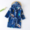 Peignoir de bain enfant petit bateau-coton-capuche-motif-dessin-anime-manche-longue-epais-mi-mollet-doux-confortable-moelleux-printemps-automne-hiver-bleu