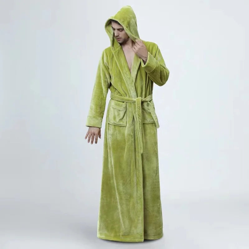 Peignoir_de_bain_femme_avec_prenom-flanelle-polyester-brode-epais-manche-longue-mi-mollet-capuche-absorbant-prenitemps-automne-moelleux-hiver-confortable-vert-olive
