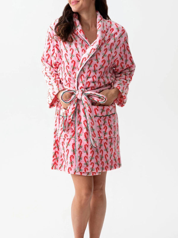 Peignoir de bain femme rayures marin-polyester-elasthane-capuche-manche-longue-mi-cuisse-absorbant-hiver-rayure-rose-bonbon