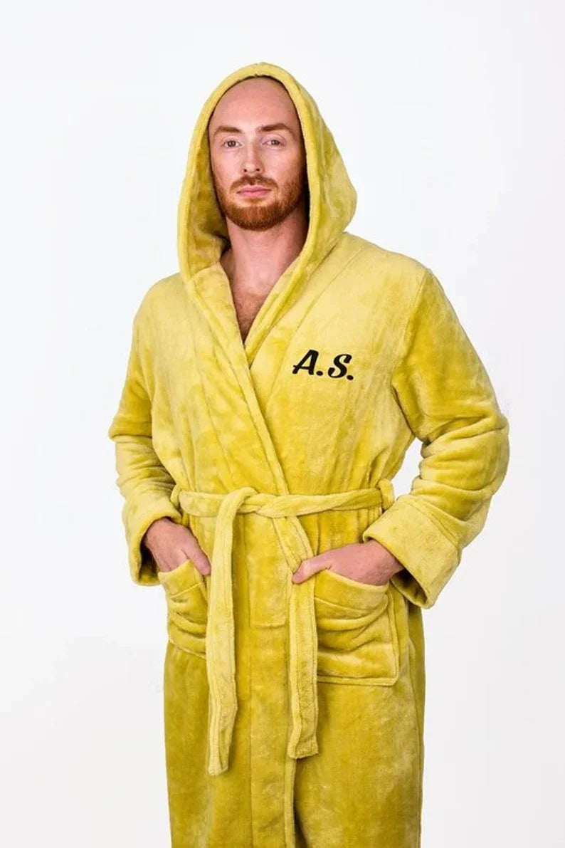 Peignoir de bain pour homme personnalisé-jaune-hiver