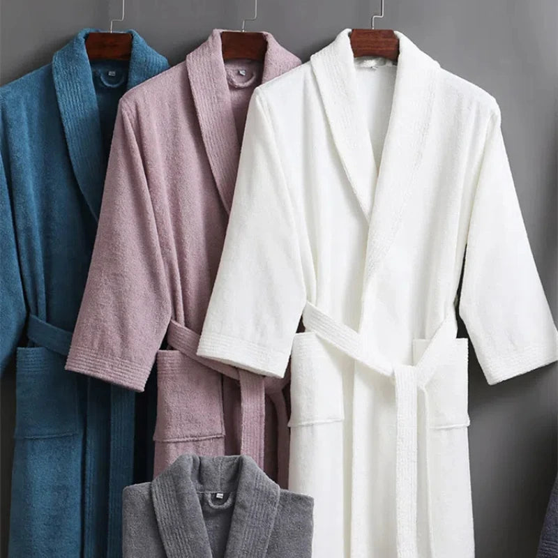 Peignoir_de_bain_100_coton-pur_coton-manche_trois_quarts-mi-mollet-col_V-doux-confortable-moelleux-epais-absorbant-printemps-hiver-automne