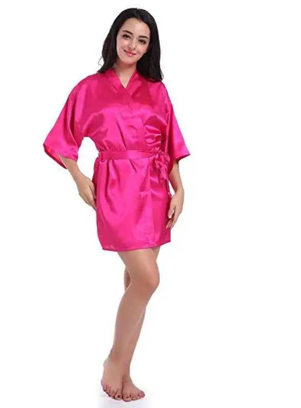 Peignoir_de_bain_16_ans-Popeline_polyester_mince-manche_courte-poche_laterale-col_V-mi-cuisse-absorbant-moelleux-été-confortable-doux-printemps-rose-bonbon