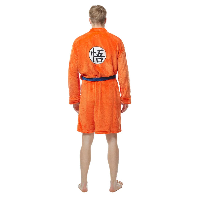 Peignoir_de_bain_16_ans_garcon-Polyester premium sans capuche-manche longue-epais-mi-cuisse-absorbant-moelleux-confortable-doux-col-chale-hiver-printemps-automne-orange-bleu