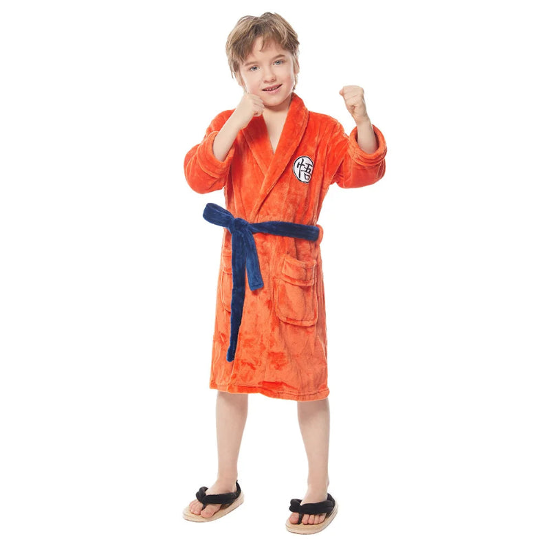 Peignoir_de_bain_16_ans_garcon-Polyester premium sans capuche-manche longue-épais-mi-cuisse-absorbant-moelleux-hiver-confortable-doux-col-châle-printemps-automne-orange-bleu