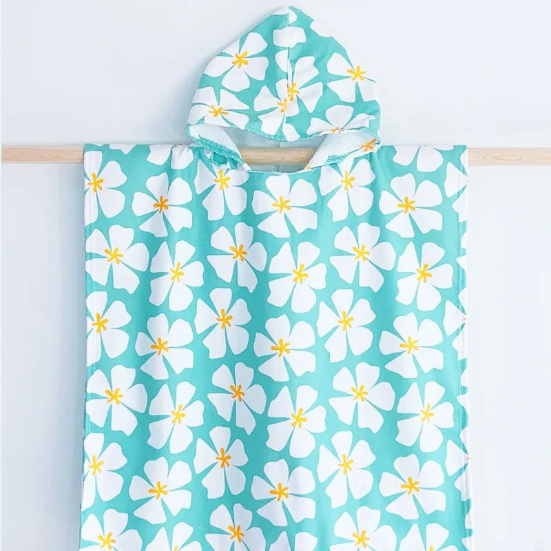 Peignoir_de_bain_2_à_3_ans_style_marin-Microfibre-capuche-imprimés_marins-manche_courte-mi_genou-absorbant-moelleux-confortable-doux-motif_marin-été-bleu ciel-jaune