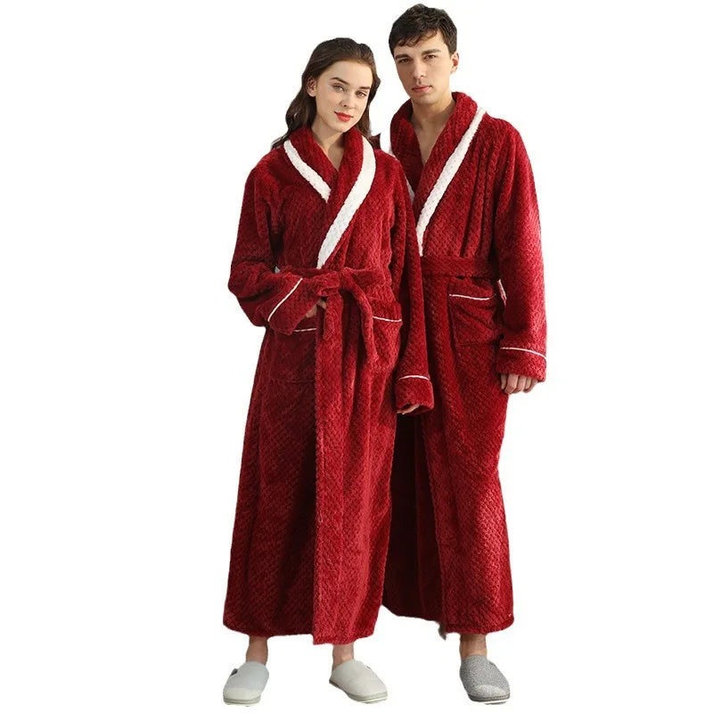 Peignoir_de_bain_adolescent_14_ans-col_rabattu-bande_blanche-manche_longue-épais-longueur_cheville-col_chale-doux-moelleux-confortable-absorbant-printemps-hiver-automne-rouge
