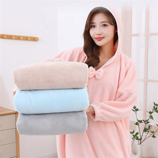 Peignoir_de_bain_adulte_fantaisie-polyester ultra fin-manche longue-épaisseur normal-mi-mollet-capuche-éponge-doux-molleux-confortable-absorbant-printemps-automne-été-rose
