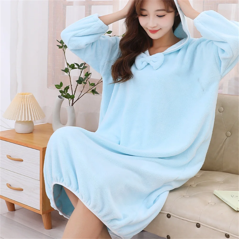 Peignoir_de_bain_adulte_fantaisie-polyester ultra fin-manche longue-épaisseur normal-mi-mollet-capuche-éponge-doux-moelleux-confortable-absorbant-printemps-été-automne-hiver-bleu