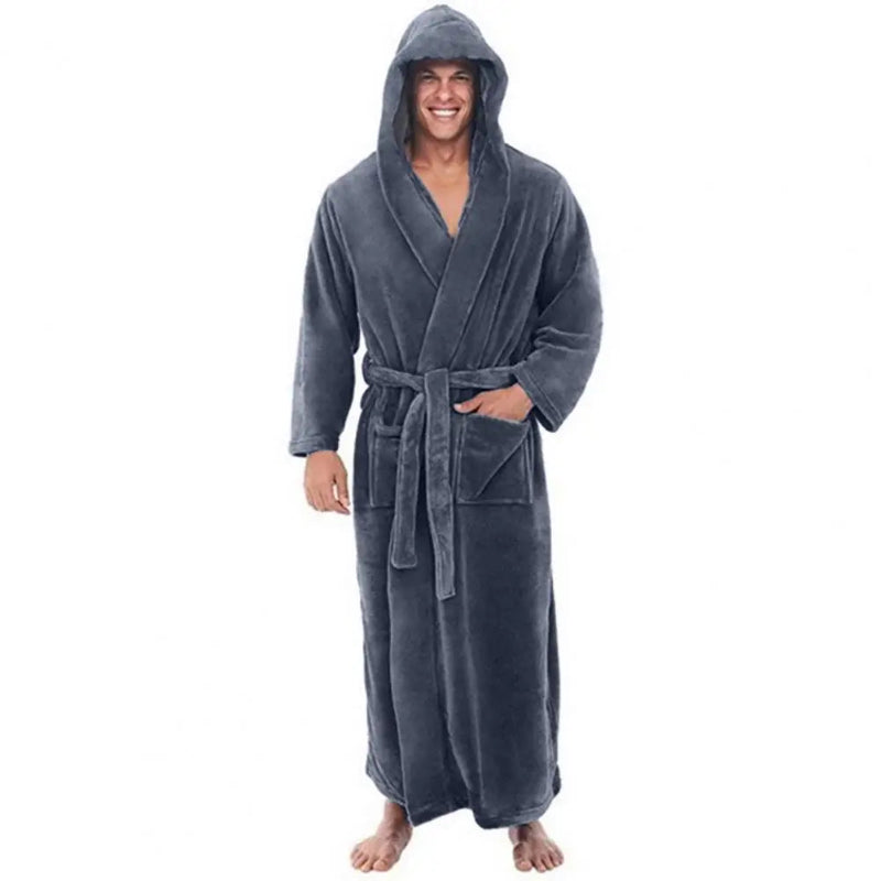 Peignoir_de_bain_avec_capuche_homme-flanelle-polyester-capuche-manche_longue-mi-mollet-absorbant-moelleux-doux-confortable-hiver-printemps-automne-gris