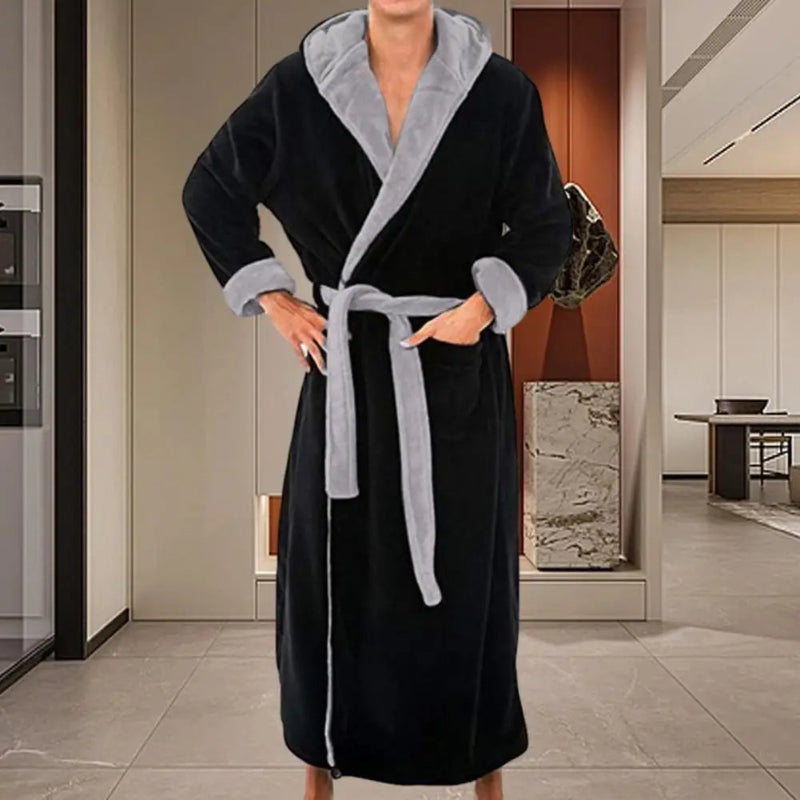 Peignoir_de_bain_avec_capuche_homme-flanelle-polyester-capuche-manche_longue-mi-mollet-absorbant-moelleux-doux-confortable-printemps-hiver-automne-noir-gris