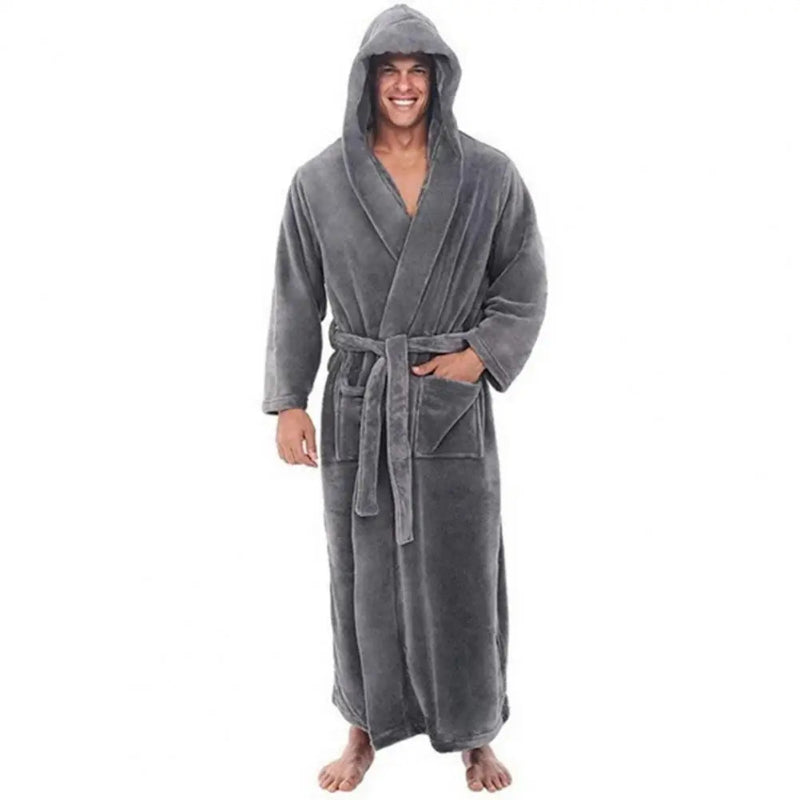 Peignoir_de_bain_avec_capuche_homme-flanelle-polyester-capuche-manche_longue-mi-mollet-absorbant-moelleux-doux-hiver-confortable-printemps-automne-gris