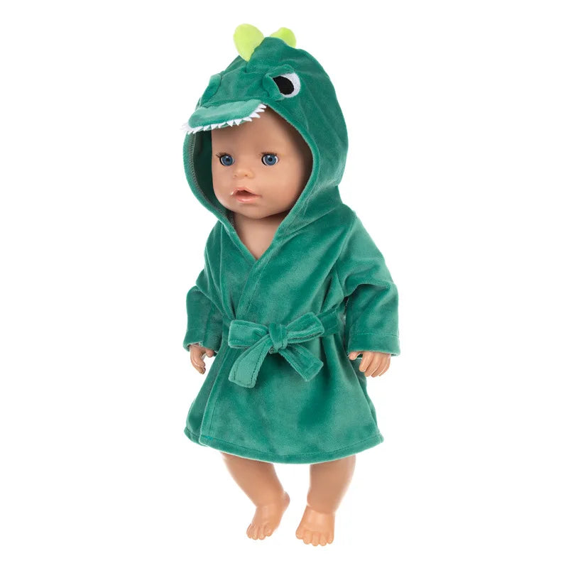 Peignoir_de_bain_bébé-animaux-flanelle-polyester-absorbant-doux-confortable-moelleux-manche longue-capuche forme animale-mi-mollet-épais-motif uni-printemps-automne-hiver-vert