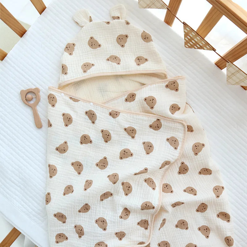 Peignoir_de_bain_bébé-coton_bio-pur_coton-capuche_forme_animale-motif_dessin_animé-doux-confortable-moelleux-absorbant-sans_manches-été-forme_rectangulaire-printemps-automne-hiver-beige-marron