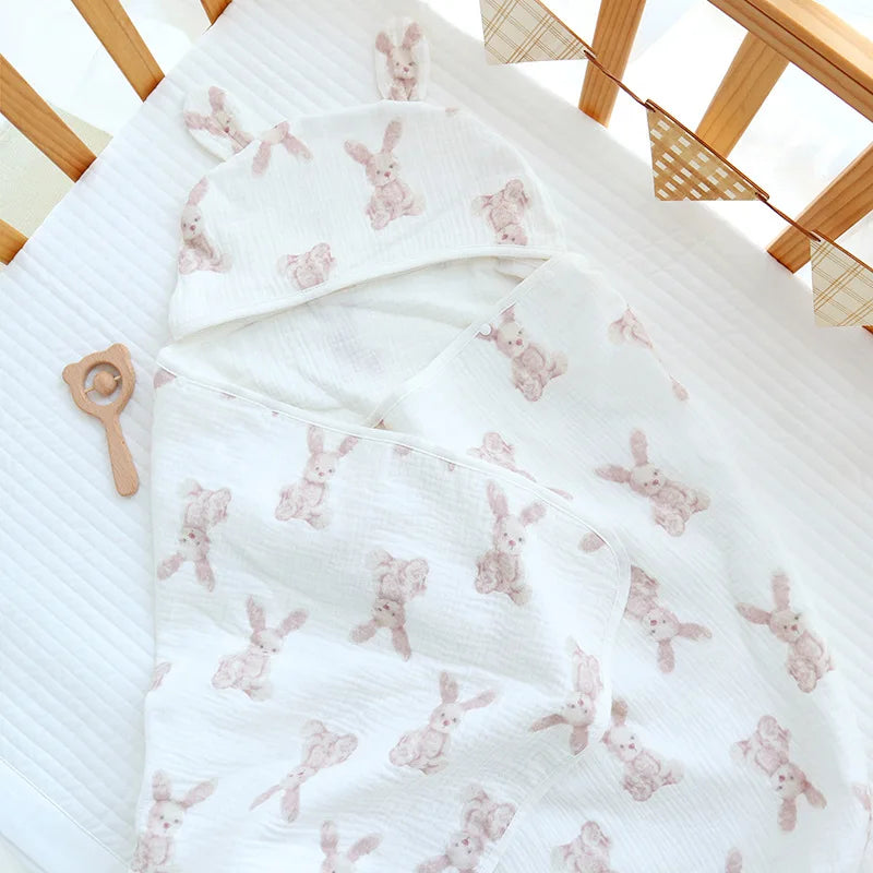 Peignoir_de_bain_bébé-coton_bio-pur_coton-capuche_forme_animale-motif_dessin_animé-doux-confortable-moelleux-absorbant-sans_manches-été-forme_rectangulaire-printemps-automne-hiver-blanc