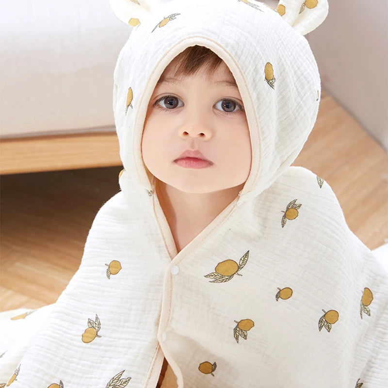 Peignoir_de_bain_bébé-coton_bio-pur_coton-capuche_forme_animale-motif_dessin_animé-doux-confortable-moelleux-absorbant-sans_manches-forme_rectangulaire-printemps-été-automne-hiver-beige
