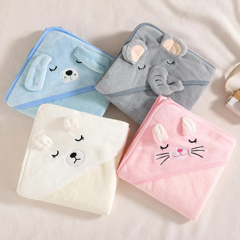 Peignoir_de_bain_bebe-fille-Coton_peigne-Polyester-super_absorbant-capuche_dessin_anime-absorbant-moelleux-confortable-sans_manches-printemps-automne-hiver-gris-rose
