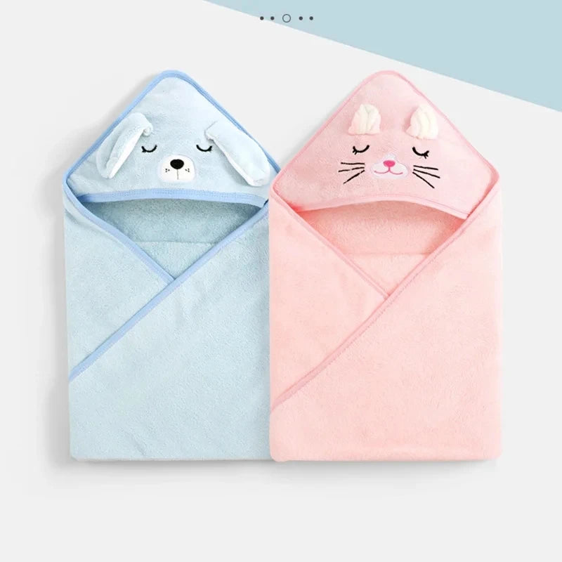 Peignoir_de_bain_bébé-fille-Coton_peigne-Polyester-super_absorbant-capuche_dessin_animé-absorbant-moelleux-confortable-sans_manches-printemps-automne-hiver-rose-bleu