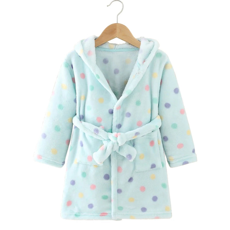 Peignoir_de_bain_bébé__broder-flanelle-polyester-capuche-manche_longue-épais-mi-mollet-absorbant-moelleux-confortable-doux-motif_dessins_animes-printemps-automne-hiver-bleu-ciel