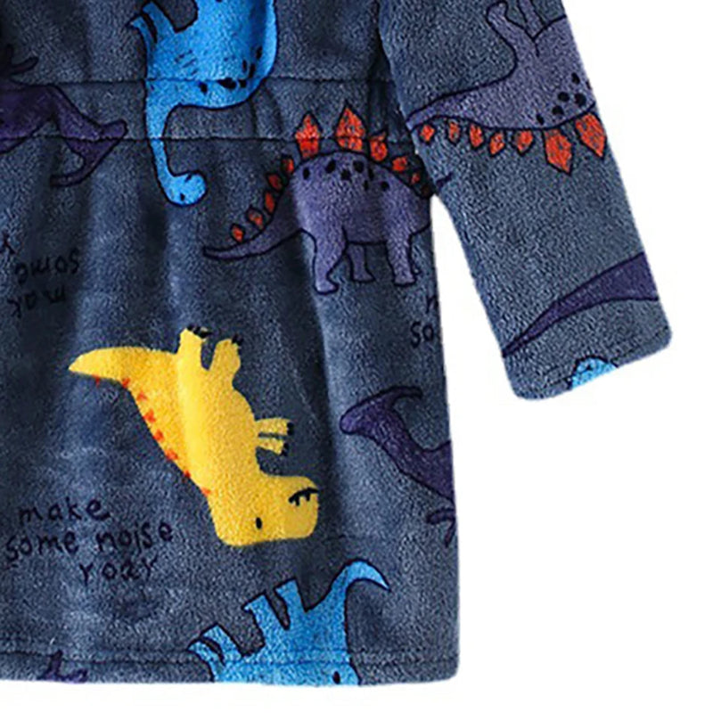 Peignoir_de_bain_bébé_à_broder-flanelle-polyester-capuche-manche_longue-épais-mi-mollet-absorbant-moelleux-confortable-doux-motif_dessins_animes-printemps-automne-hiver-bleu marine