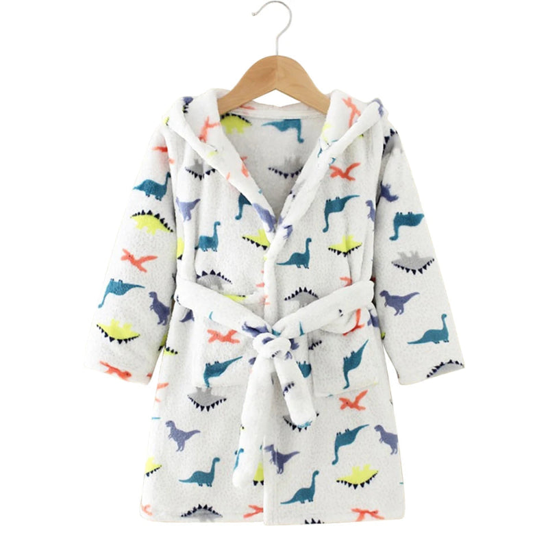 Peignoir_de_bain_bébé_à_broder-flanelle-polyester-capuche-manche_longue-épais-mi-mollet-absorbant-moelleux-confortable-doux-motif_dessins_animés-printemps-hiver-automne-blanc