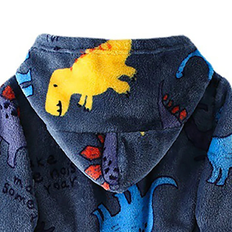 Peignoir_de_bain_bébé_à_broder-flanelle-polyester-capuche-manche_longue-épais-mi-mollet-absorbant-moelleux-confortable-doux-motif_dessins_animes-printemps-hiver-automne-bleu_foncé