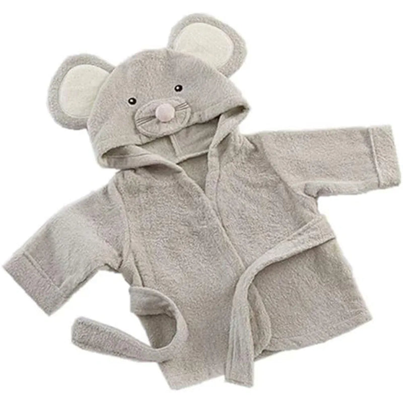 Peignoir_de_bain_bébé_serviette_eponge_polyester_coton_double_éponge_manche_longue_épais_coton_polyester_epais_double_éponge_capuche_forme_animale_printemps_automne_hiver_gris