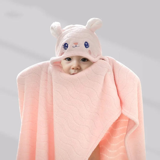 Peignoir_de_bain_bébé_tape_oeil_microfibre_ultra_doux_confortable_moelleux_sans_manche_absorbant_printemps-automne-hiver-été-rose