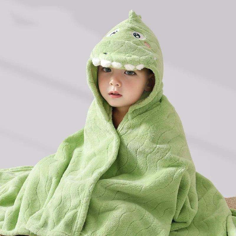 Peignoir_de_bain_bébé_tape_oeil_microfibre_ultra_doux_confortable_moelleux_sans_manche_absorbant_printemps_hiver_automne_capuche_été_forme_animale_hiver_vert