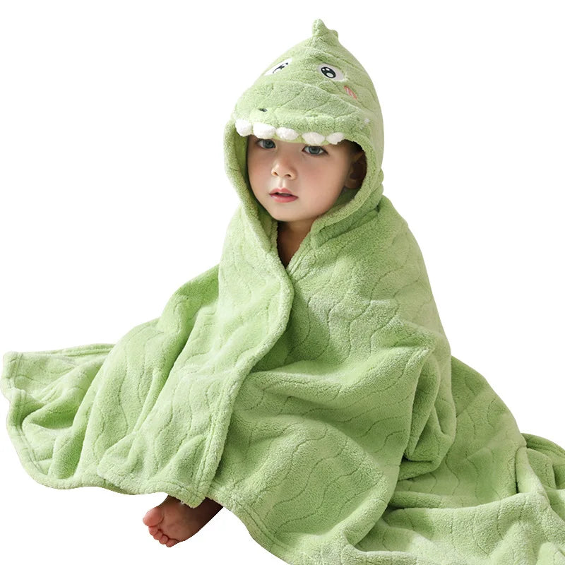 Peignoir_de_bain_bébé_tape_oeil_microfibre_ultra_doux_confortable_moelleux_sans_manche_absorbant_printemps_hiver_automne_capuche_forme_animale_été_hiver_vert