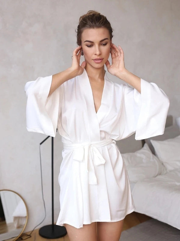 Peignoir_de_bain_blanc-Popeline-polyester-spandex-col-V-mi-cuisse-manche-longue-léger-absorbant-moelleux-confortable-printemps-automne-été-blanc