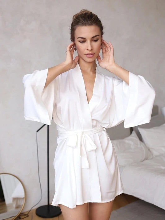 Peignoir_de_bain_blanc-Popeline-polyester-spandex-col-V-mi-cuisse-manche-longue-léger-absorbant-moelleux-confortable-printemps-automne-été-blanc