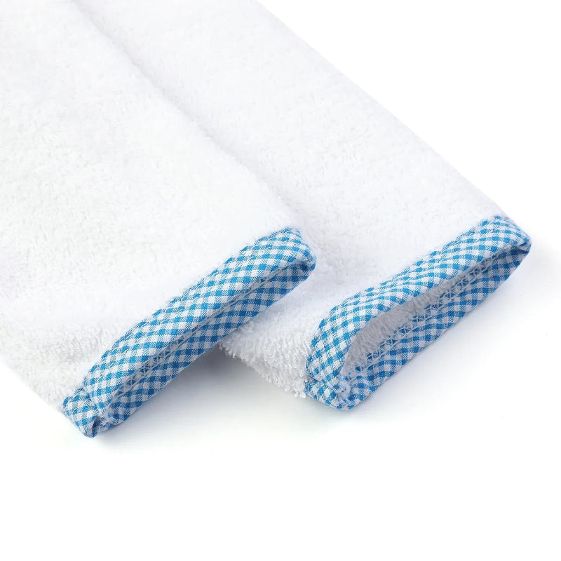 Peignoir de bain blanc 3 ans-coton-capuche-manche-longue-mi-genoux-éponge-absorbant-moelleux-confortable-doux-printemps-hiver-automne-été-blanc-bleu