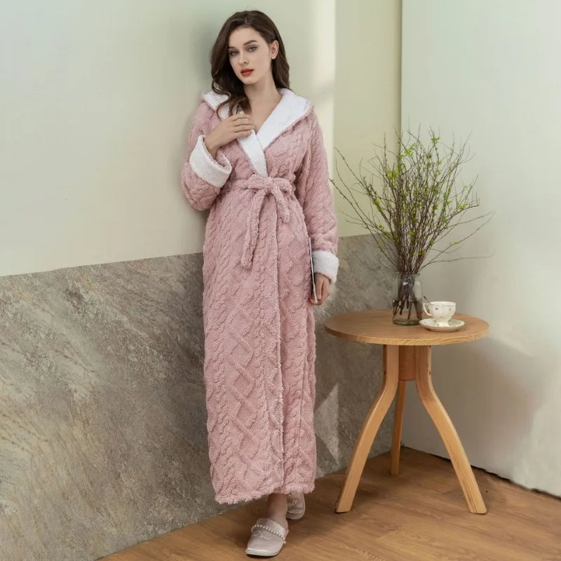 Peignoir_de_bain_blanc_capuche_tres_bonne_qualite-coton-flanelle-manche-longue-épais-longueur-cheville-absorbant-moelleux-confortable-col-châle-capuche-printemps-automne-hiver-marron-blanc