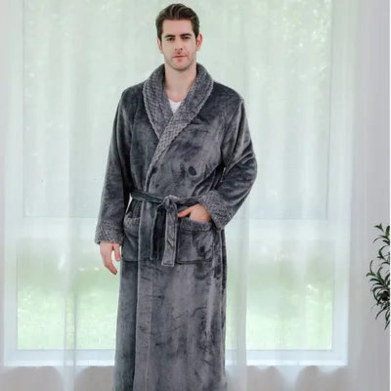 Peignoir_de_bain_brodé-flanelle-polyester-col-châle-rabattu-personnalisable-manche-longue-épais-mi-mollet-doux-absorbant-confortable-hiver-moelleux-printemps-automne-gris