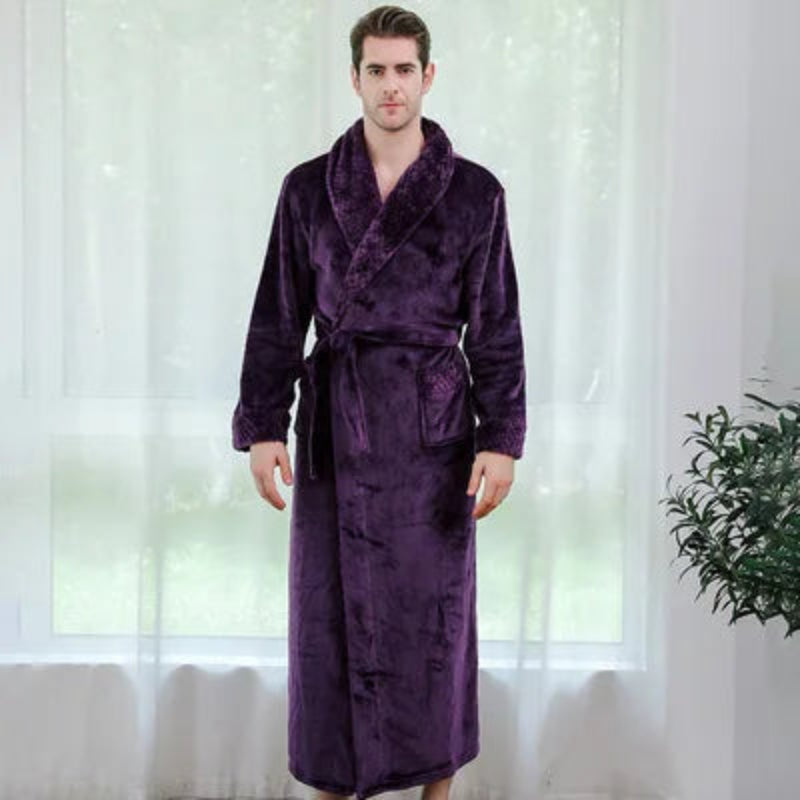 Peignoir_de_bain_brodé-flanelle-polyester-col-châle-rabattu-personnalisable-manche-longue-épais-mi-mollet-doux-absorbant-confortable-hiver-moelleux-printemps-automne-violet