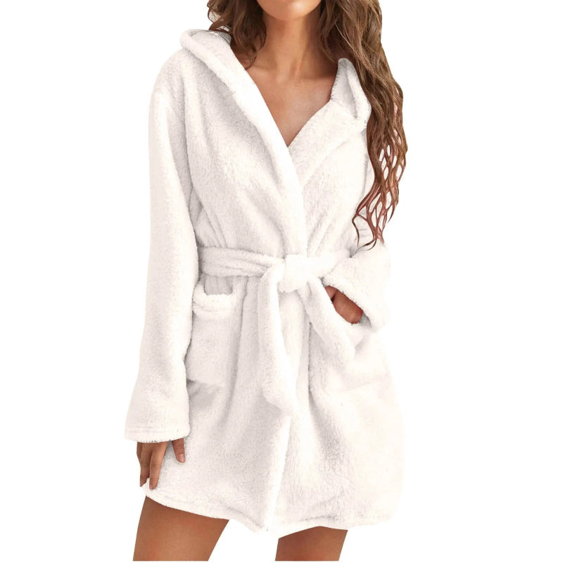 Peignoir_de_bain_capuche_femme-flanelle-corail-manche_longue-capuche-mi_cuisse-éponge-doux-moelleux-confortable-epaisseur_normal-printemps-hiver-automne-blanc