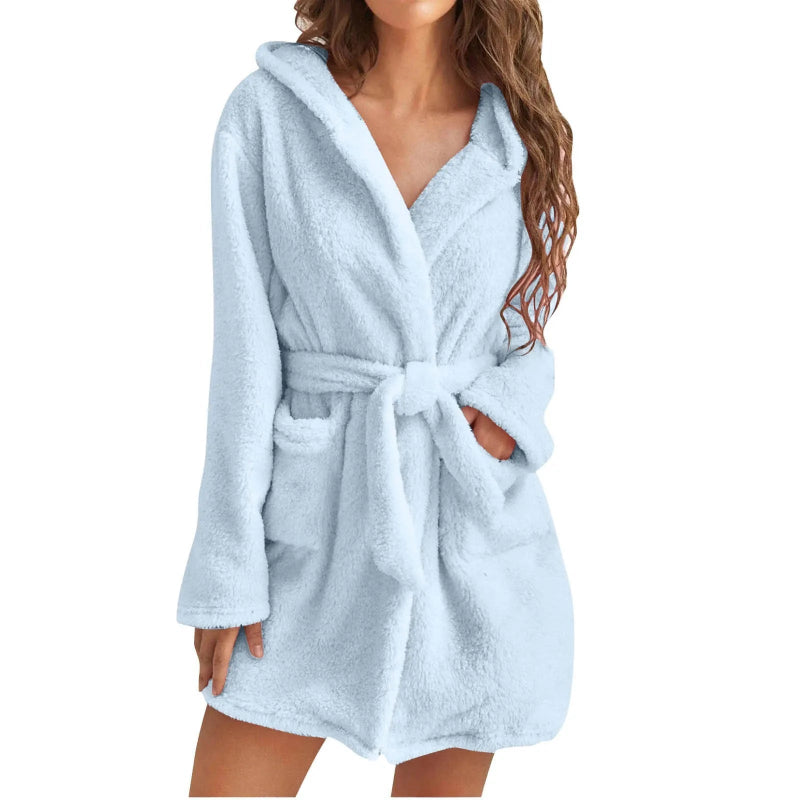 Peignoir_de_bain_capuche_femme-flanelle-corail-manche_longue-capuche-mi_cuisse-éponge-doux-moelleux-confortable-epaisseur_normal-printemps-hiver-automne-bleu ciel
