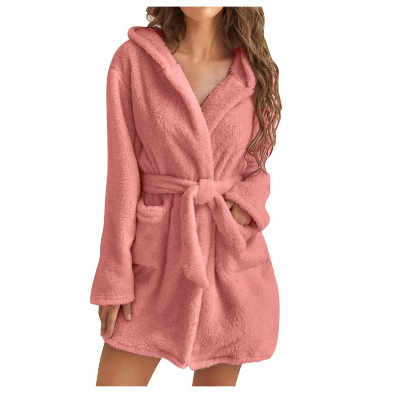 Peignoir_de_bain_capuche_femme-flanelle-corail-manche_longue-capuche-mi_cuisse-éponge-doux-moelleux-confortable-épaisseur_normal-printemps-hiver-automne-rose