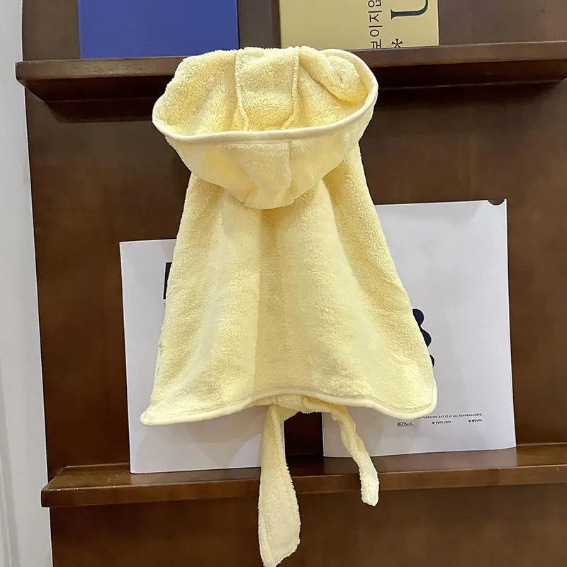 Peignoir de bain à capuche pour chien-polyester-capuche-doux-confortable-absorbant-moelleux-printemps-automne-hiver-jaune