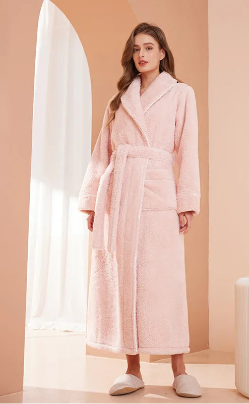 Peignoir_de_bain_coton_égyptien_homme-polyester-coton-col-châle-manche-longue-épais-longueur-cheville-confortable-doux-moelleux-hiver-absorbant-hiver-printemps-automne-rose