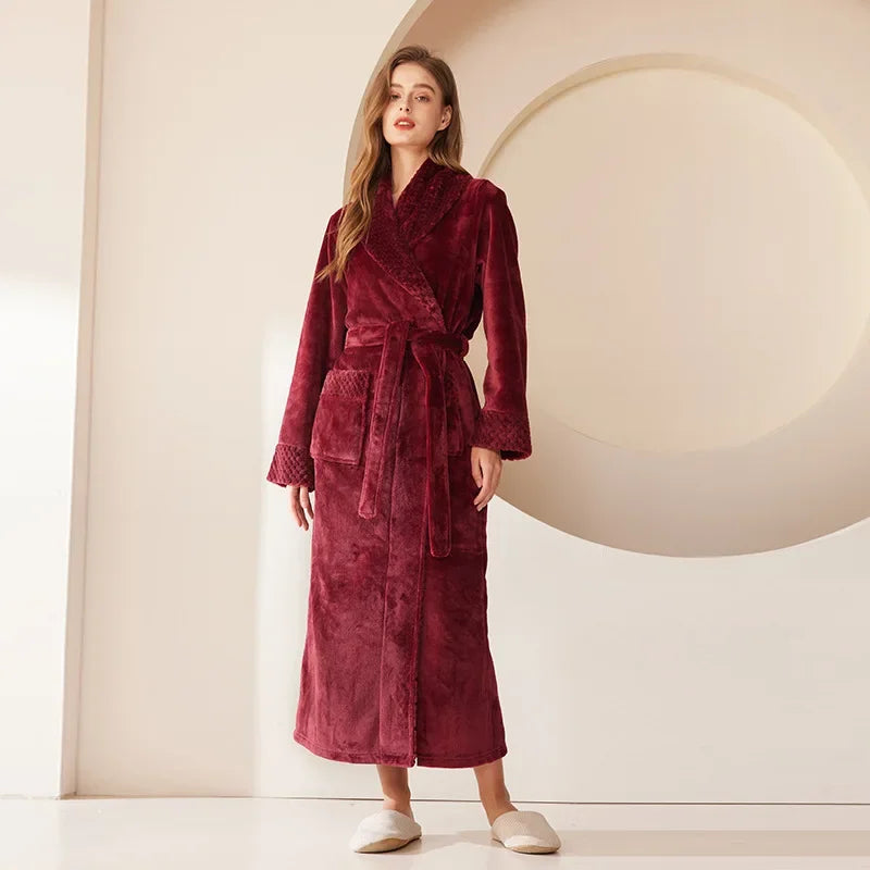 Peignoir_de_bain_couple-flanelle-polyester-col-chale-manche-longue-epais-longueur-cheville-absorbant-doux-moelleux-confortable-automne-hiver-printemps-bordeaux