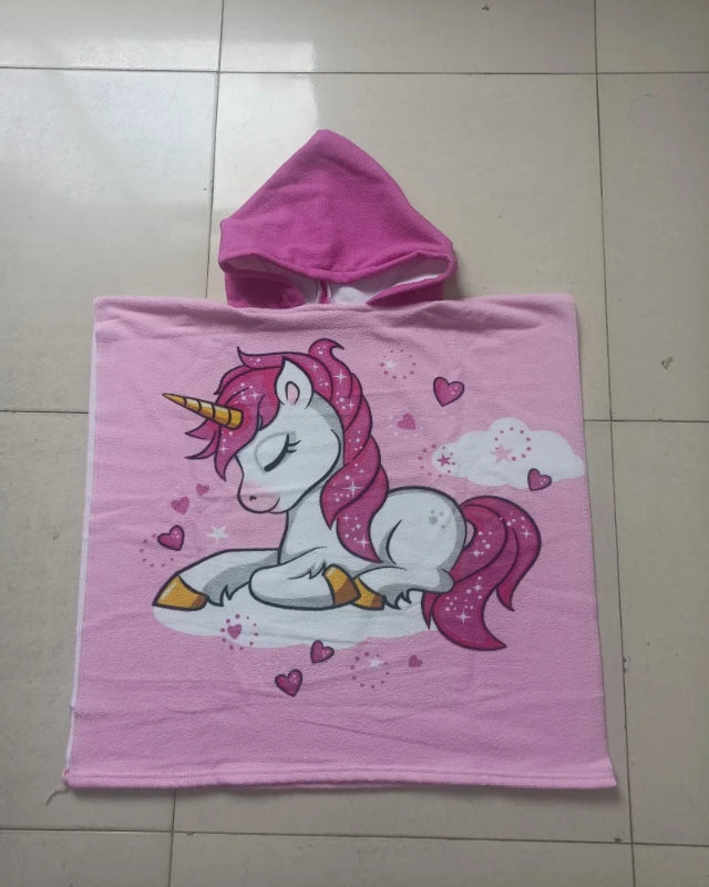 Peignoir de bain en éponge bébé garçon-microfibre-ultra-absorbant-capuche-motif-animal-motif-dessin-animé-absorbant-moelleux-confortable-été-printemps-blanc-rose