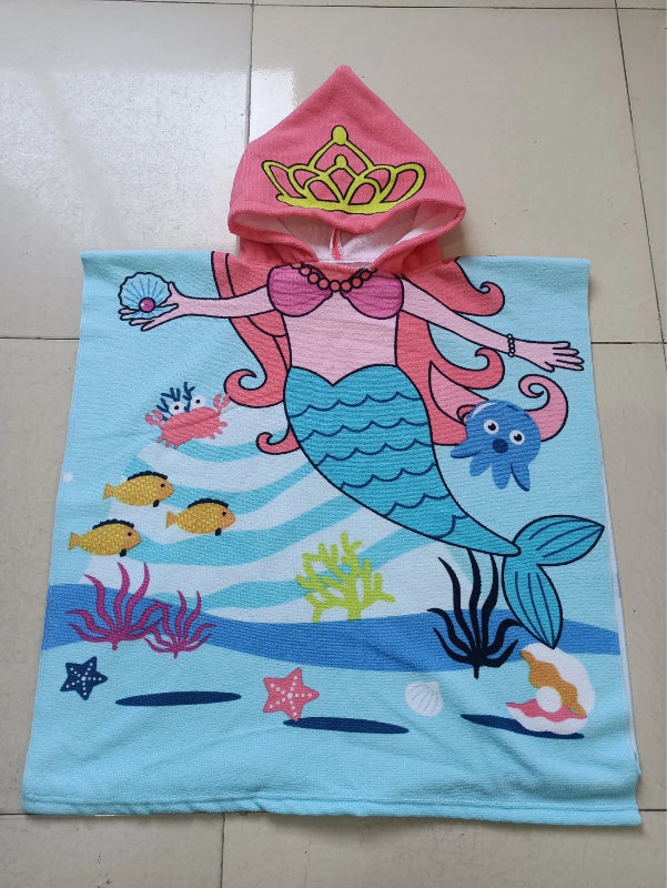 Peignoir de bain en éponge bébé garçon-microfibre-ultra-absorbant-capuche-motif-animal-motif-dessin-animé-absorbant-moelleux-confortable-été-printemps-rose-bleu-ciel