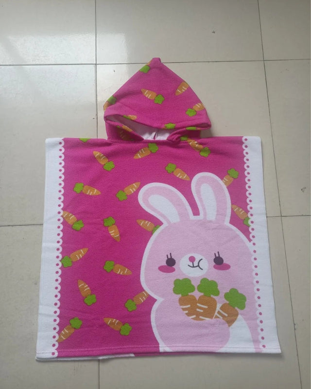 Peignoir de bain en éponge bébé garçon-microfibre-ultra-absorbant-capuche-motif-animal-motif-dessin-animé-absorbant-moelleux-confortable-été-printemps-rose-vert